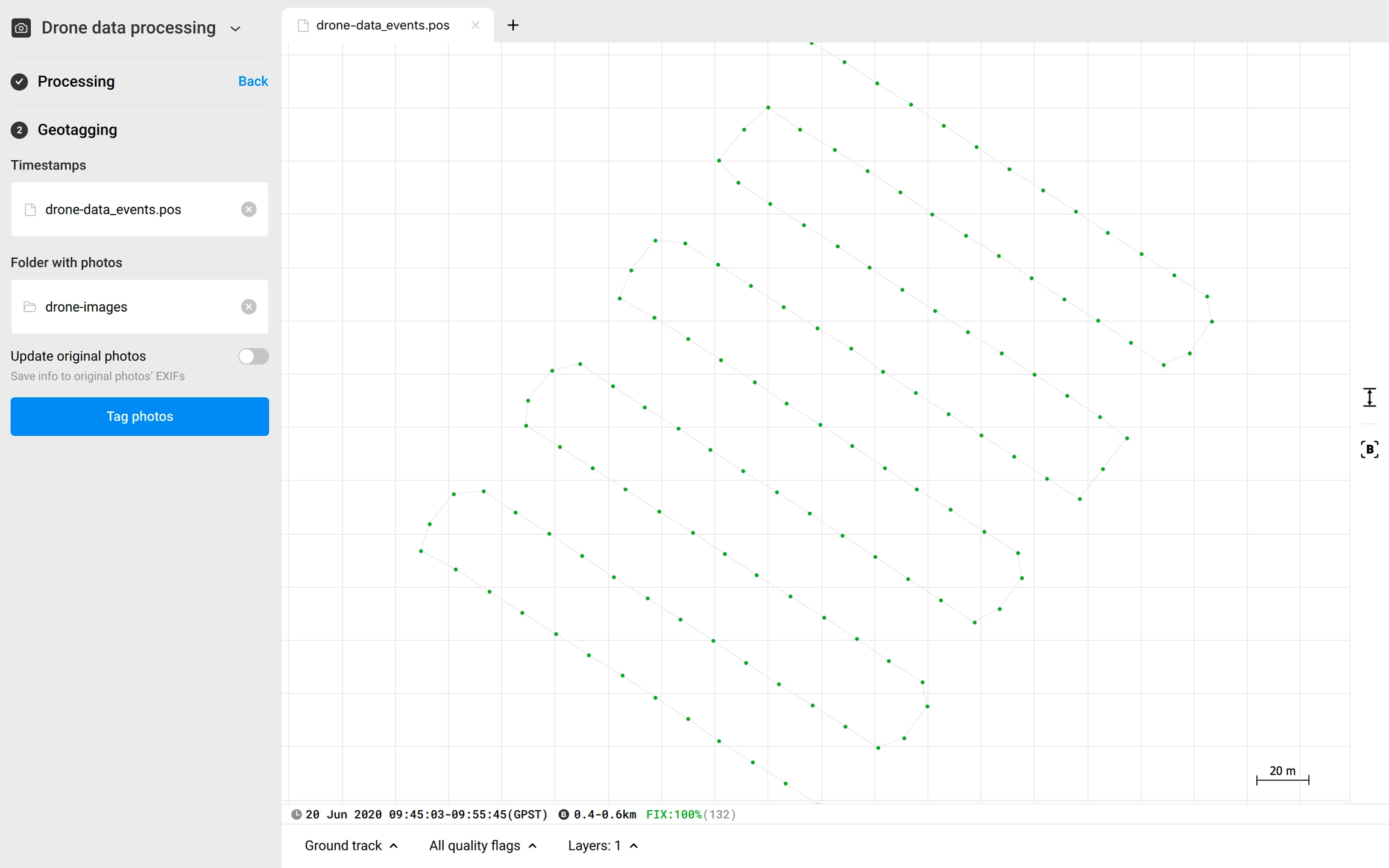 Caricamento delle foto scattate con il drone