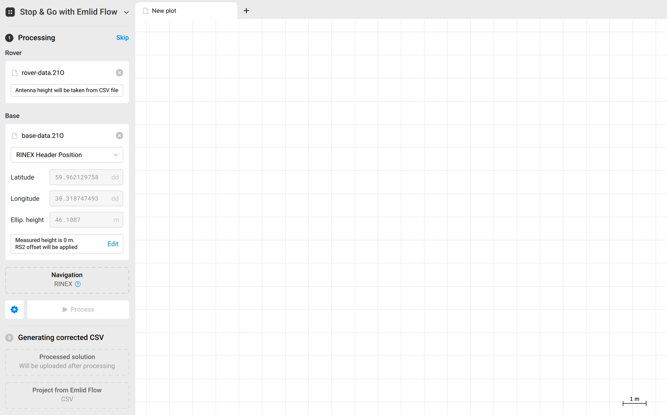 Inserimento manuale delle coordinate note incluso l'altezza dell'antenna