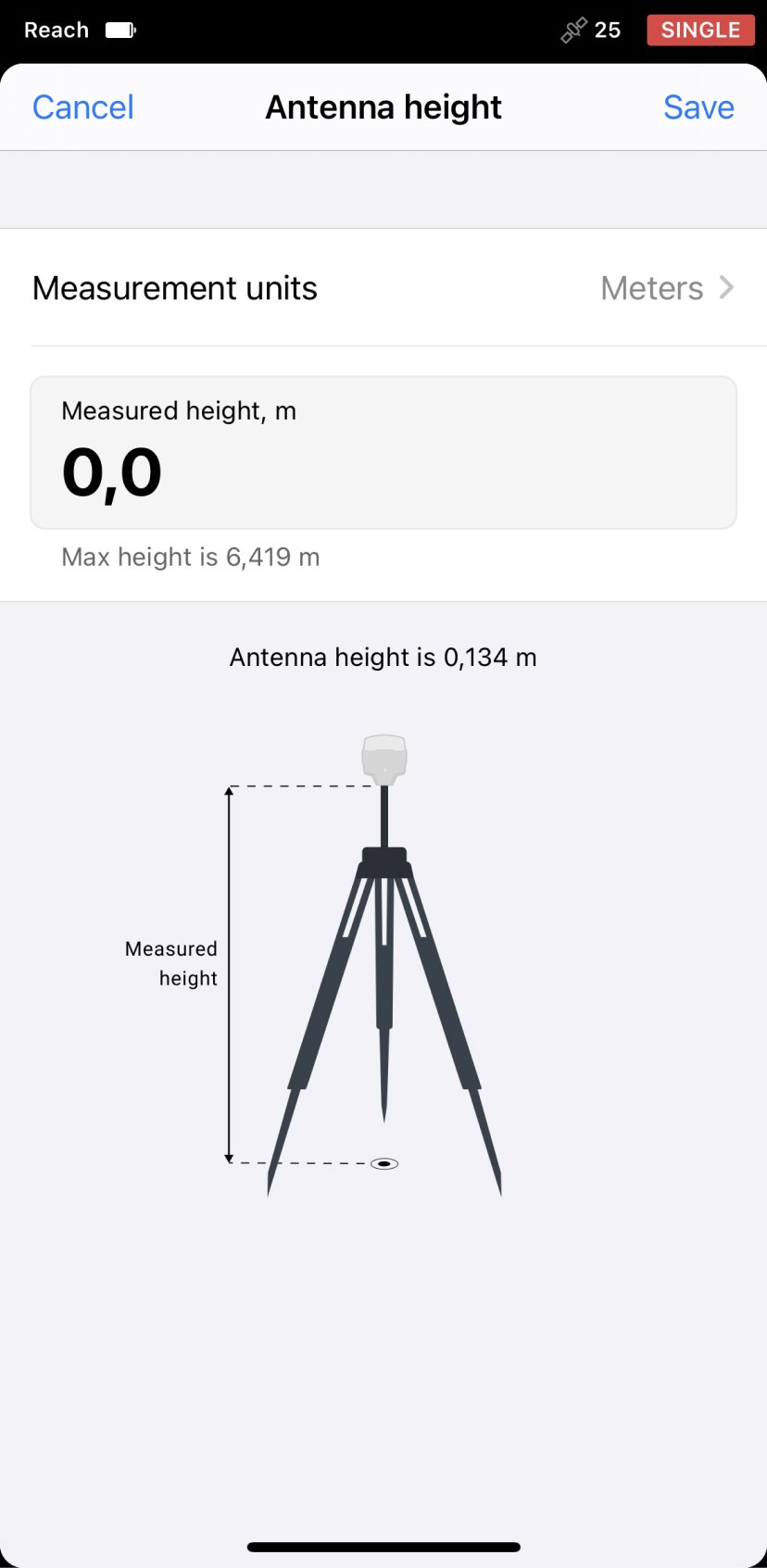 Impostazione dell'altezza dell'antenna GNSS