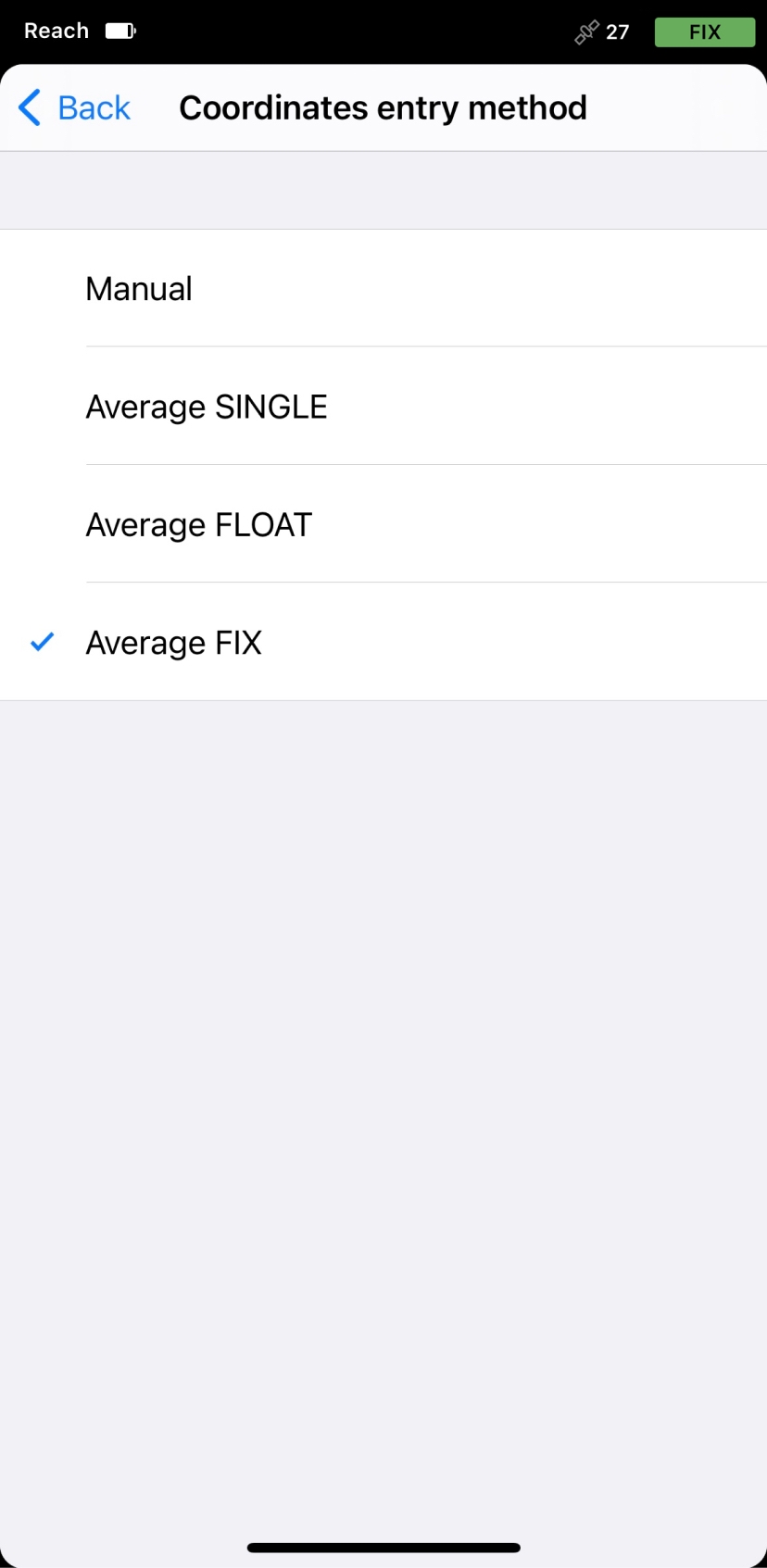 Impostazione delle coordinate su Average FIX