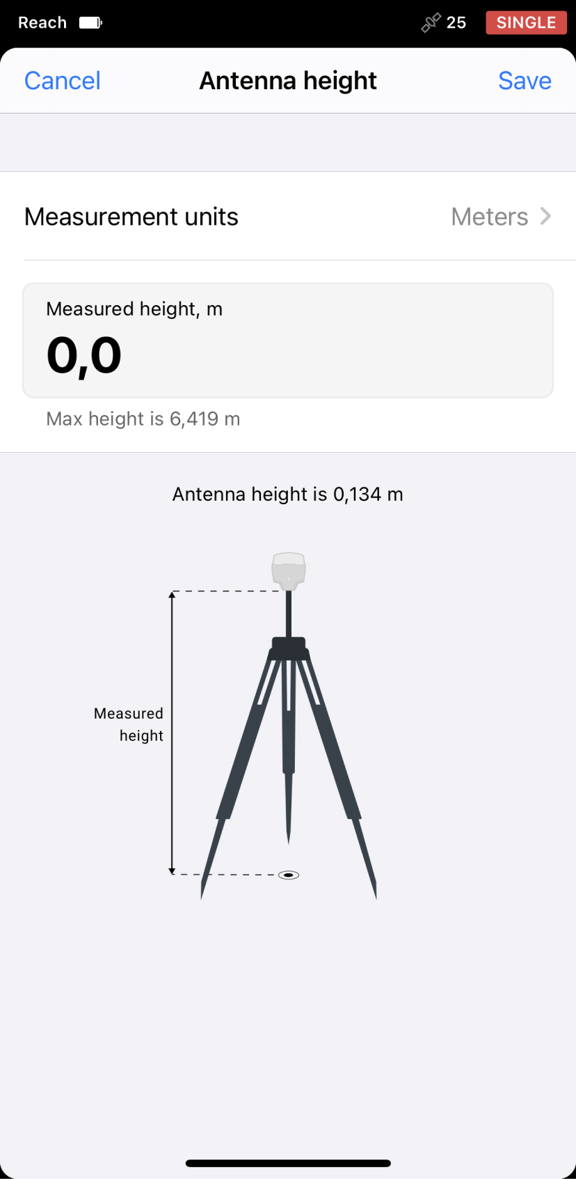 Impostazione dell'altezza dell'antenna GNSS