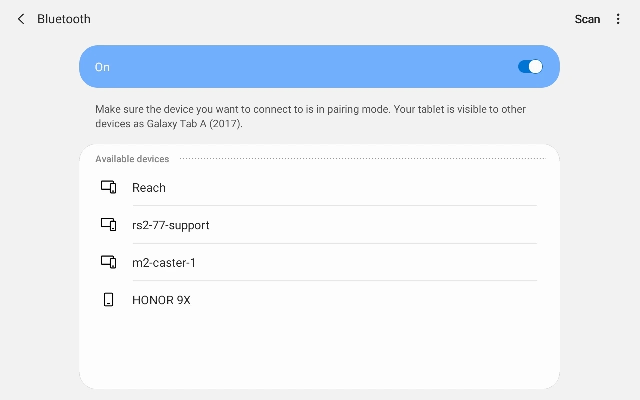 Ricerca tramite Bluetooth dell'unità GNSS Reach