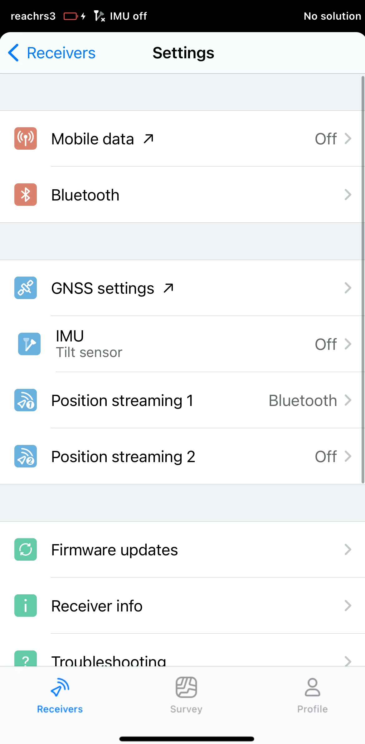 Impostazioni in Emlid Flow