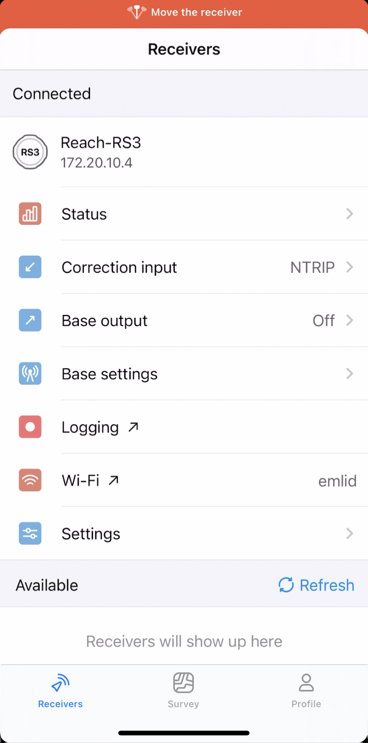Inizializzazione della compensazione dell'inclinazione IMU di Reach RS3