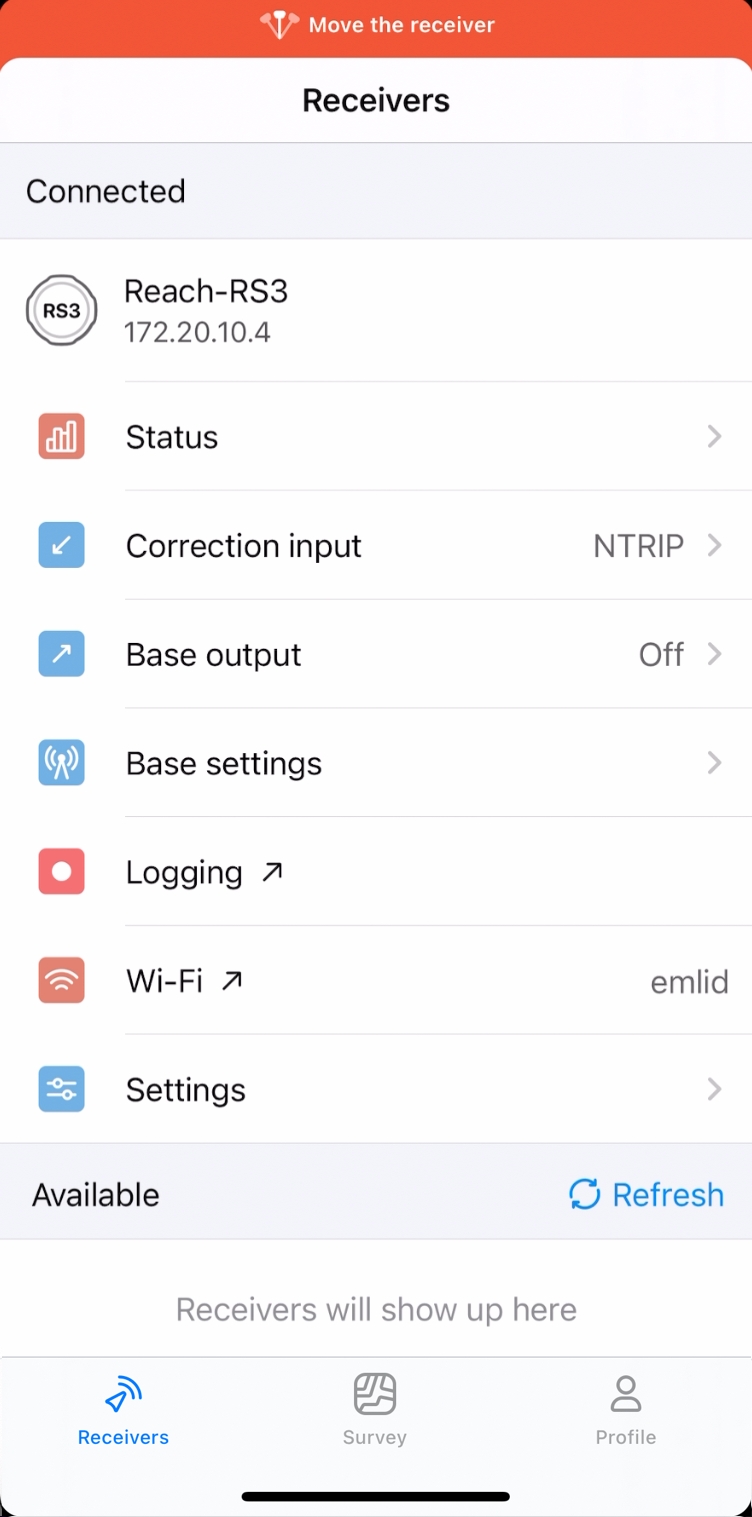 Inizializzazione della compensazione dell'inclinazione IMU di Reach RS3
