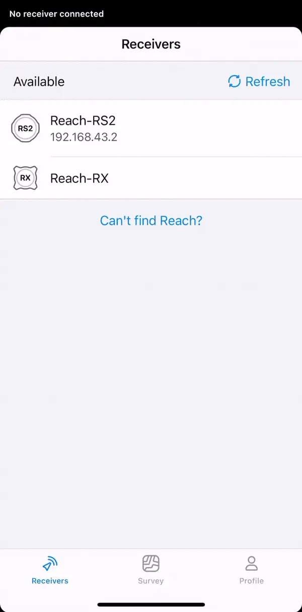 Pannello del ricevitore GNSS Reach