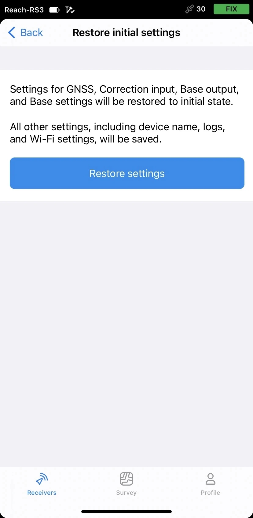 Cliccare sul pulsante Restore settings