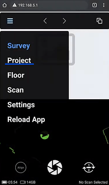 Creazione del progetto nell'app Survey di iGUIDE
