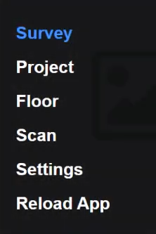 Menù app web Survey di iGUIDE