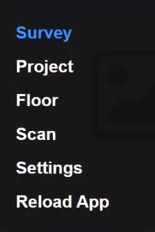 Menù app web Survey di iGUIDE